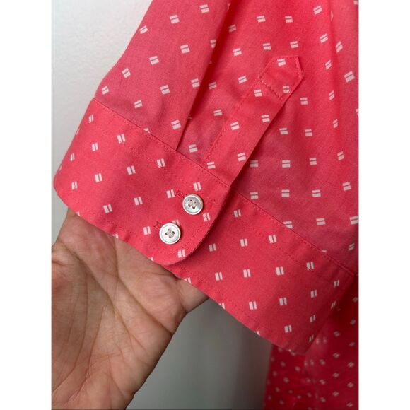 Talbots‎ Button Front Shirt Sz 20 Pink White Polka Dot Wrinkle Resistant Cotton - Picture 8 of 11